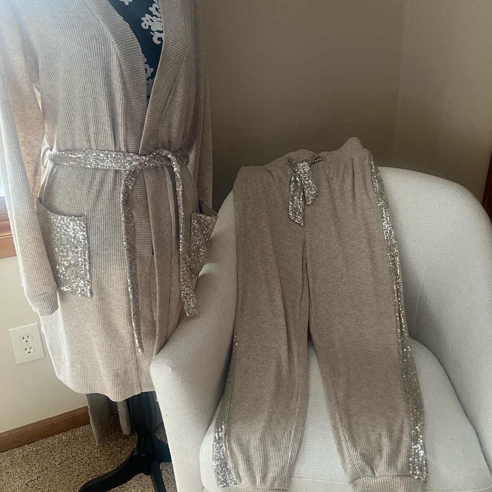 Beige Sequin Lounge Set by Boston Proper